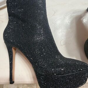 Jessica Simpson Black Crystal Embellished Stiletto Boot